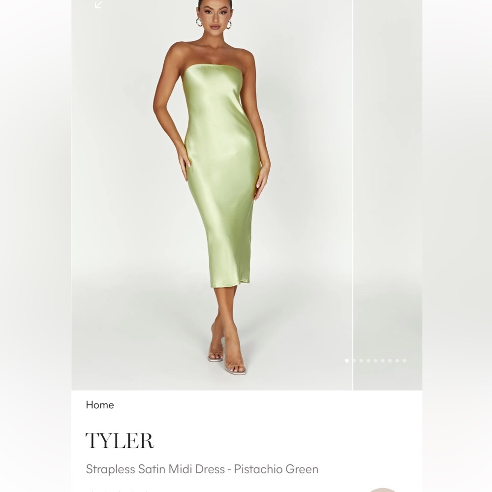 Meshki midi Sage green satin Dress, never worn